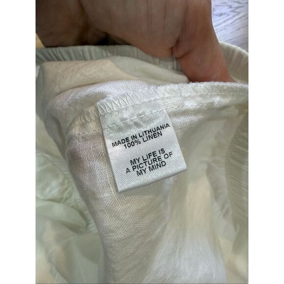 Flax linen white relax fit pants size M - Picture 5 of 9